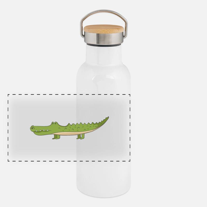 Krokodil Panorama Thermosflasche mit Bambusdeckel