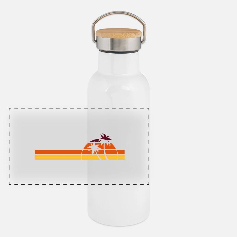 coucher de soleil Gourde isotherme avec bouchon en bambou