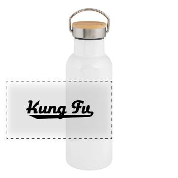 Kung Fu - Panorama Thermosflasche mit Bambusdeckel - Weiß - Vorne