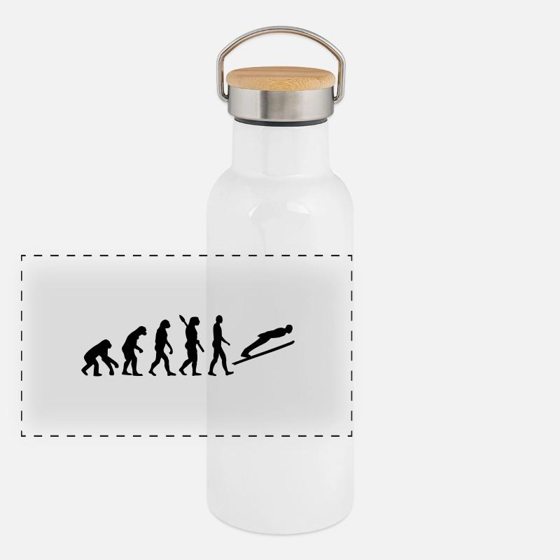 Skispringen Panorama Thermosflasche mit Bambusdeckel