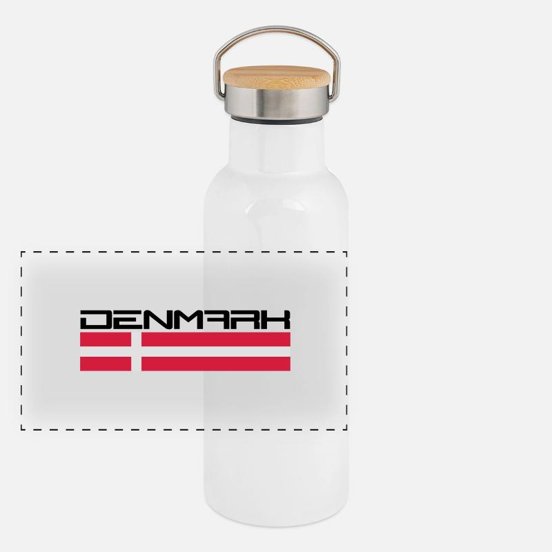 Denmark Logo Design Gourde isotherme avec bouchon en bambou