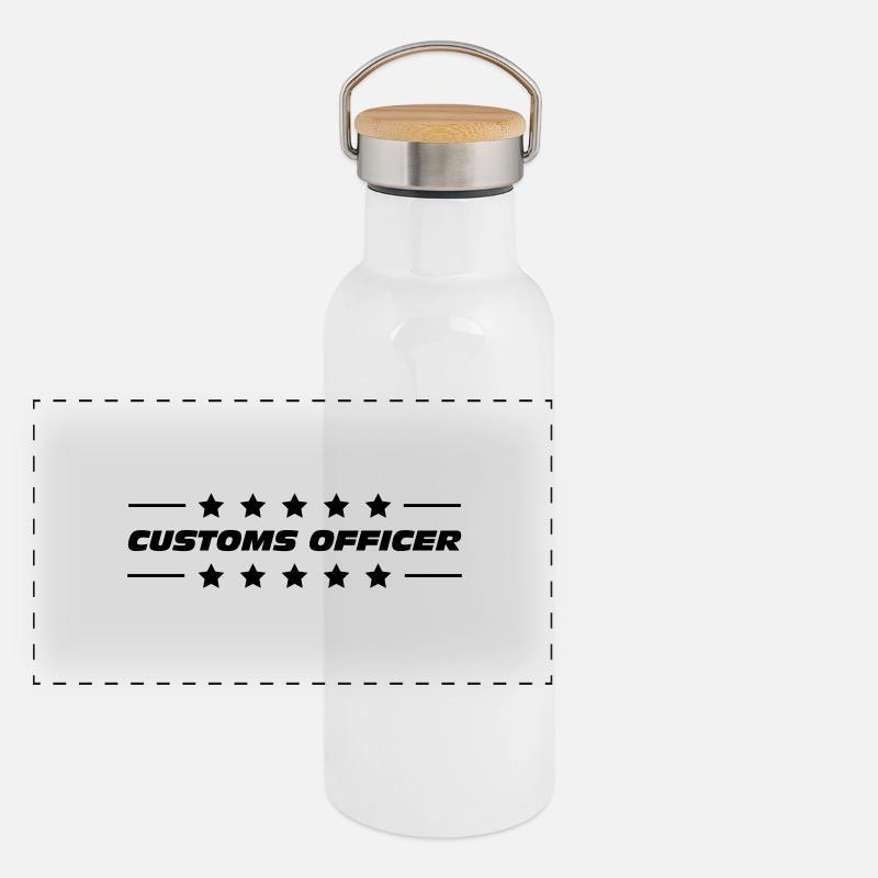 Douanier / Douane / Douanière / Police / Frontière Gourde isotherme avec bouchon en bambou