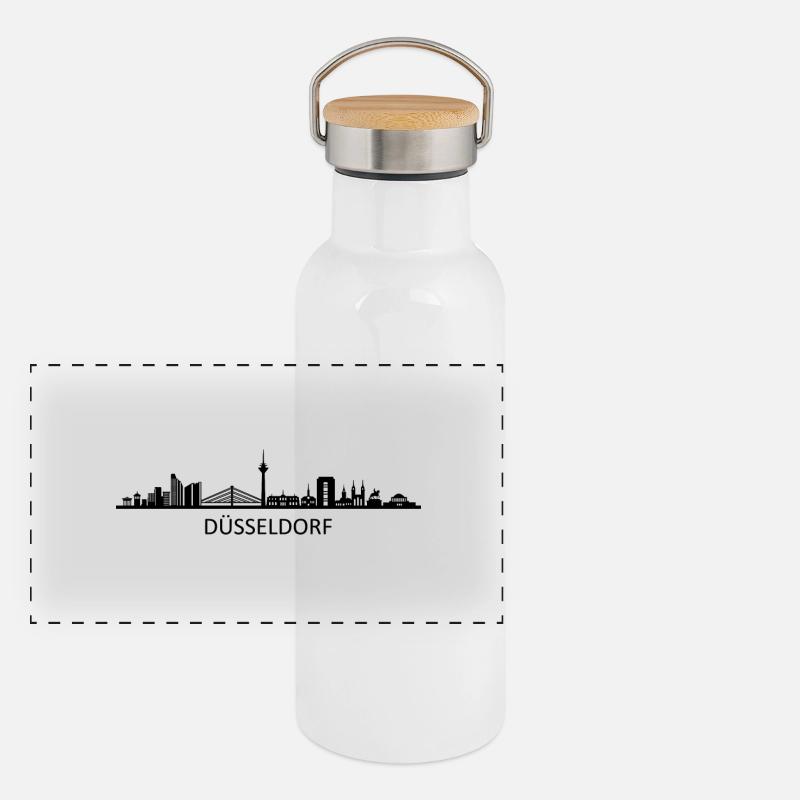 Skyline - Düsseldorf Panorama Thermosflasche mit Bambusdeckel