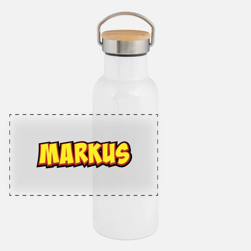 Markus First Name Gift Panoramic Thermal Bottle with Bamboo Lid