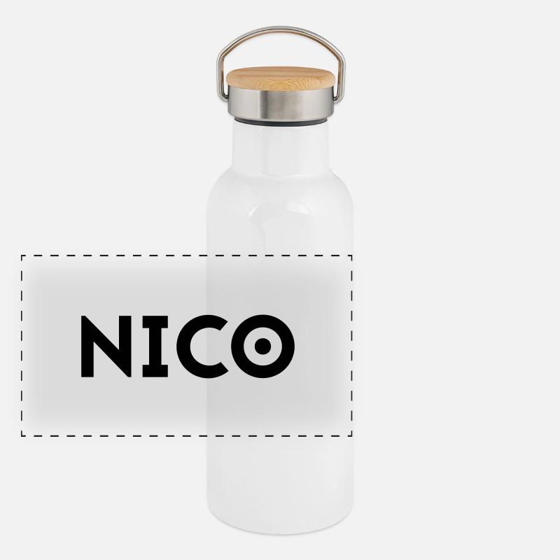 Vorname Nico Panorama Thermosflasche mit Bambusdeckel
