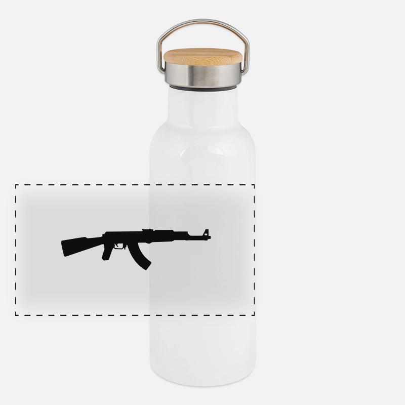Kalaschnikov AK 74 Panorama Thermosflasche mit Bambusdeckel