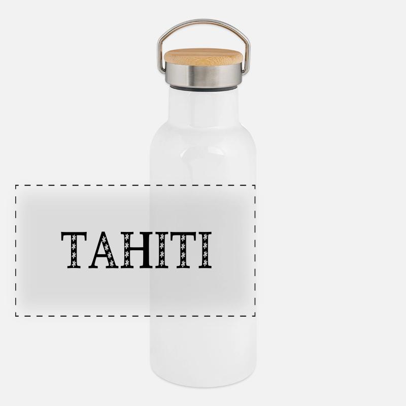 tahiti tiare Gourde isotherme avec bouchon en bambou