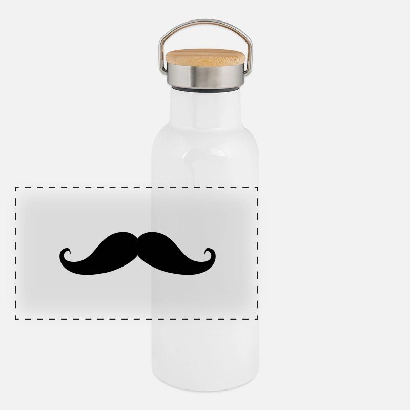 Moustache Bart Mustache Panorama Thermosflasche mit Bambusdeckel
