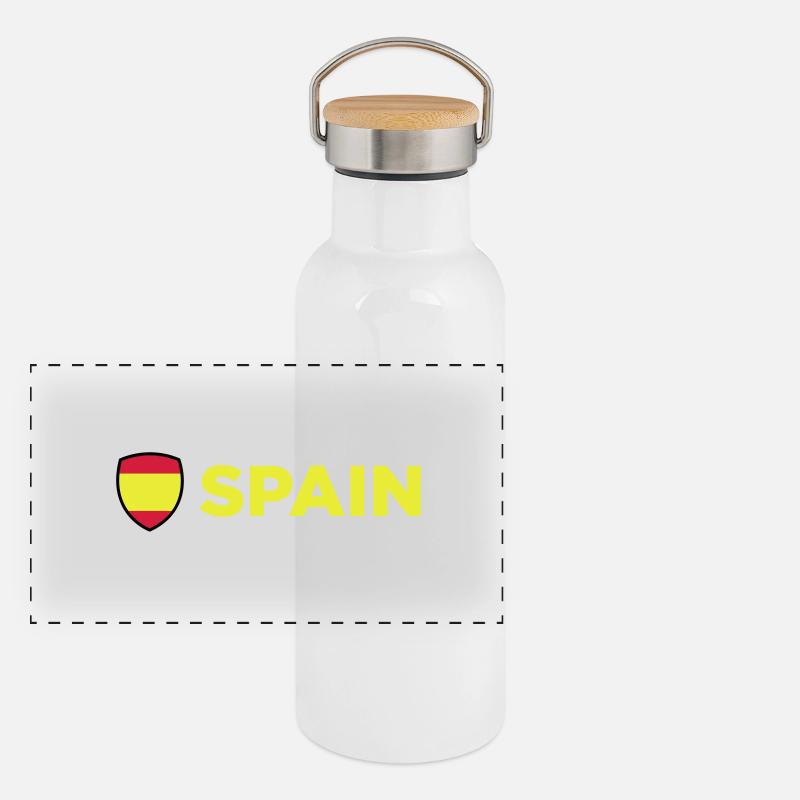 Drapeau national d'Espagne Gourde isotherme avec bouchon en bambou