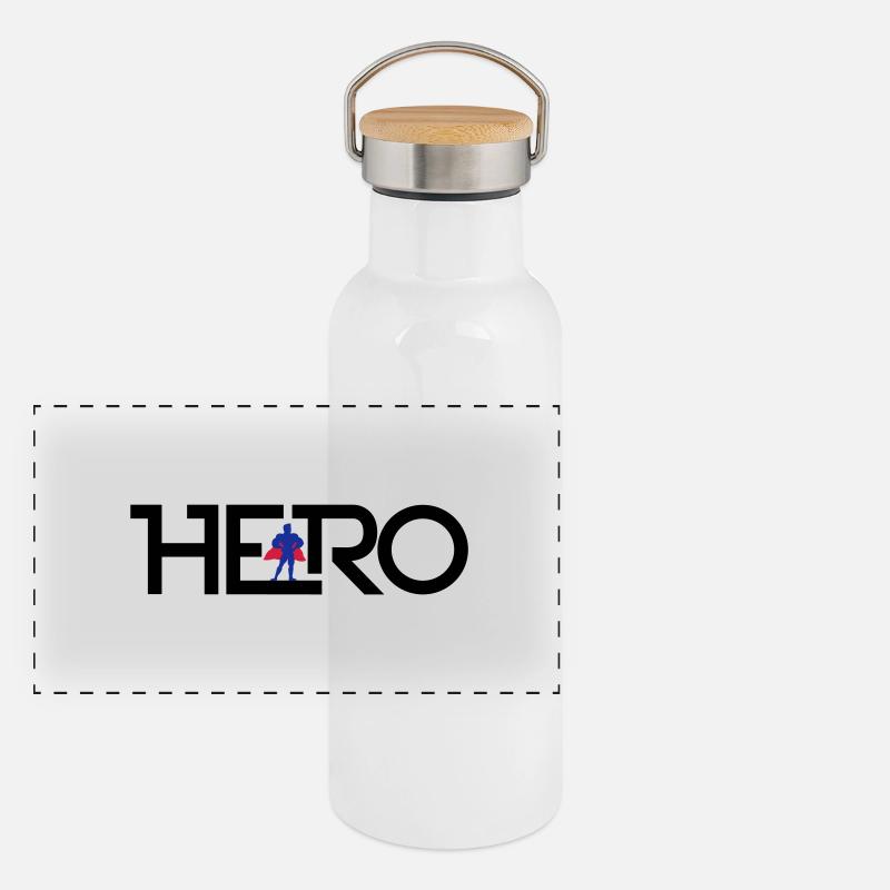 Hero Logo Panorama Thermosflasche mit Bambusdeckel