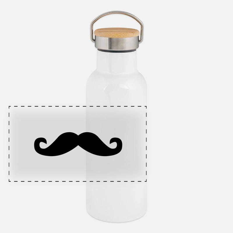 Schnurrbart Panorama Thermosflasche mit Bambusdeckel