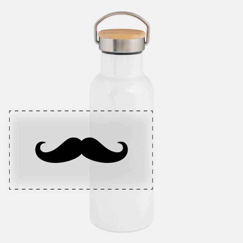 Mustache Panorama Thermosflasche mit Bambusdeckel