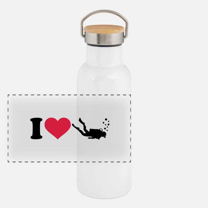 I love Plongée Gourde isotherme avec bouchon en bambou