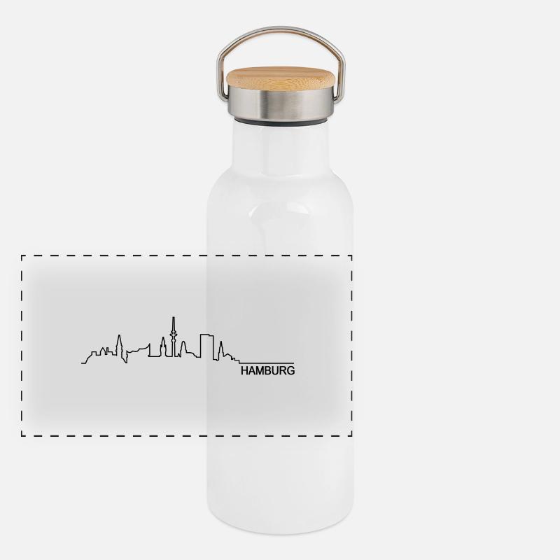 Skyline Hamburg Panorama Thermosflasche mit Bambusdeckel