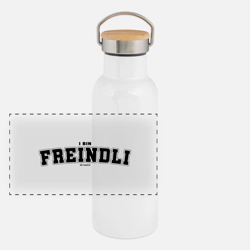 I bin Freindli Panorama Thermosflasche mit Bambusdeckel