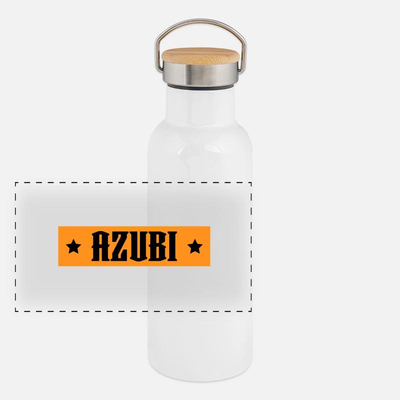 AZUBI orange tshirt Panorama Thermosflasche mit Bambusdeckel