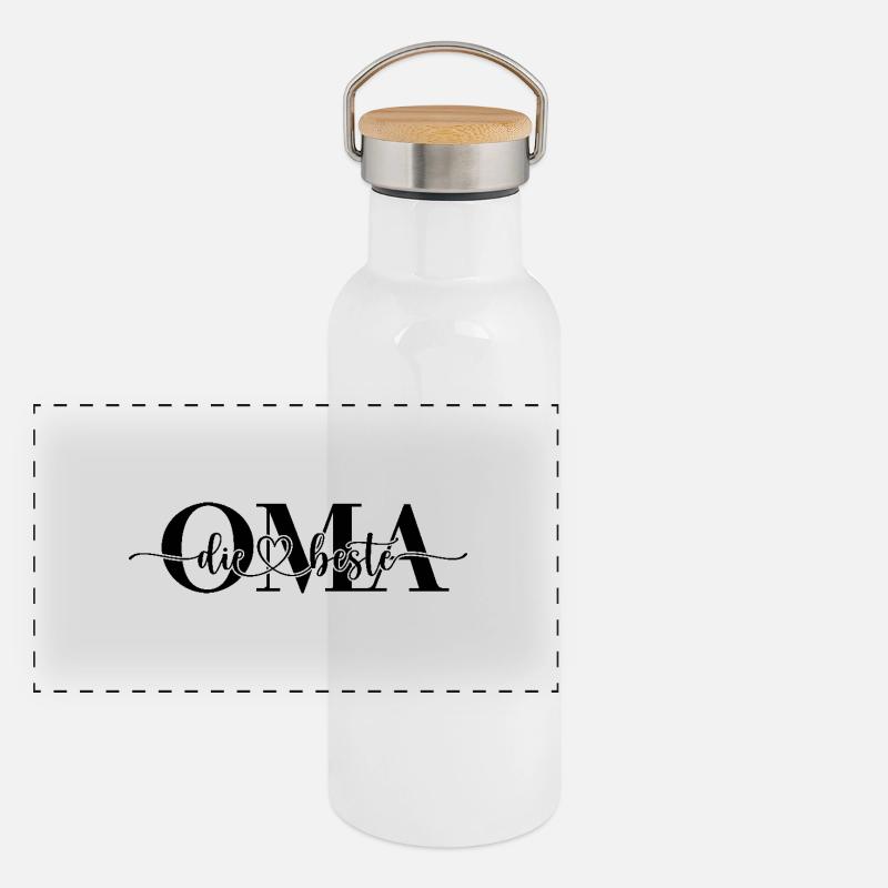 Die beste Oma Panorama Thermosflasche mit Bambusdeckel