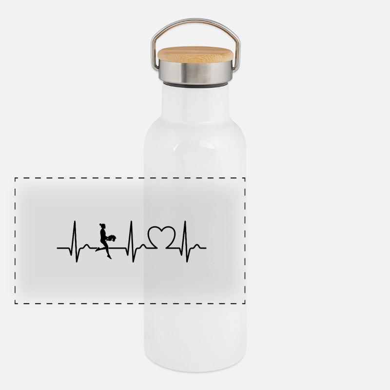 Cheval de loisir - Courbe ECG - Courbe cardiaque - Pouls Gourde isotherme avec bouchon en bambou