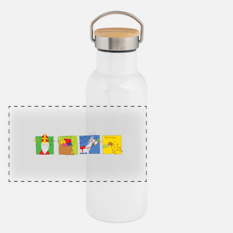 Sinterklaas vier op rij Panoramic Thermal Bottle with Bamboo Lid