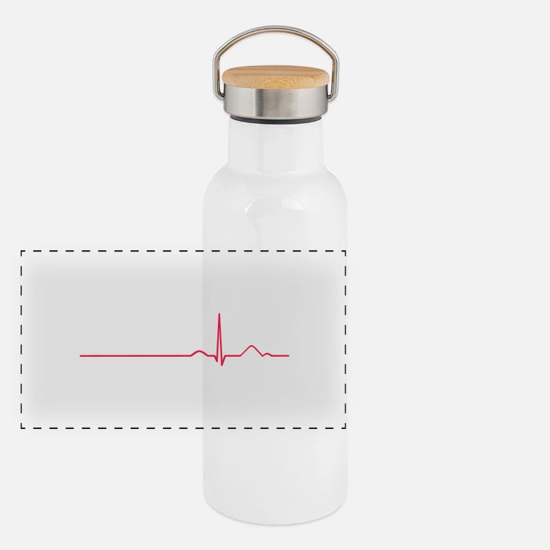 EKG Sinusrhythmus Panorama Thermosflasche mit Bambusdeckel