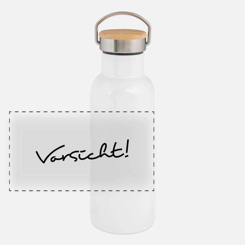 Vorsicht! Panorama Thermosflasche mit Bambusdeckel
