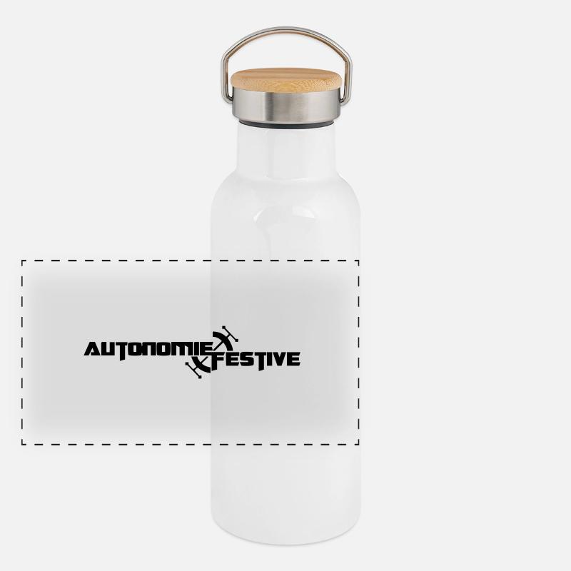 festive autonomy - Panoramic Thermal Bottle with Bamboo Lid - white