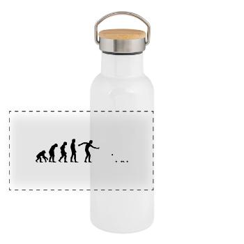 petanque - Gourde isotherme avec bouchon en bambou - blanc - Devant
