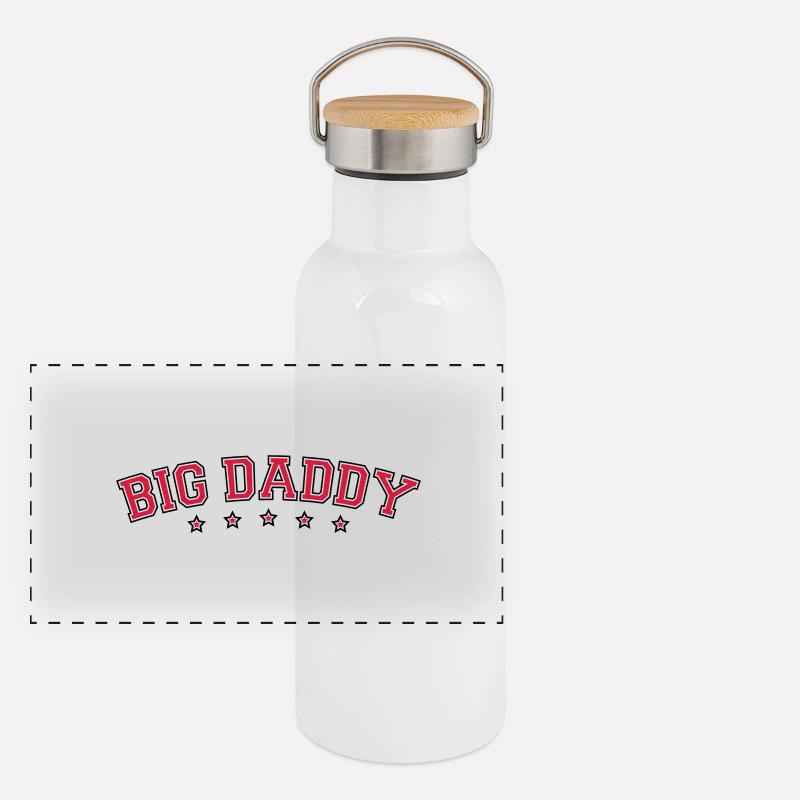 Fête des pères logo Big Daddy héros papa Vater Gourde isotherme avec bouchon en bambou