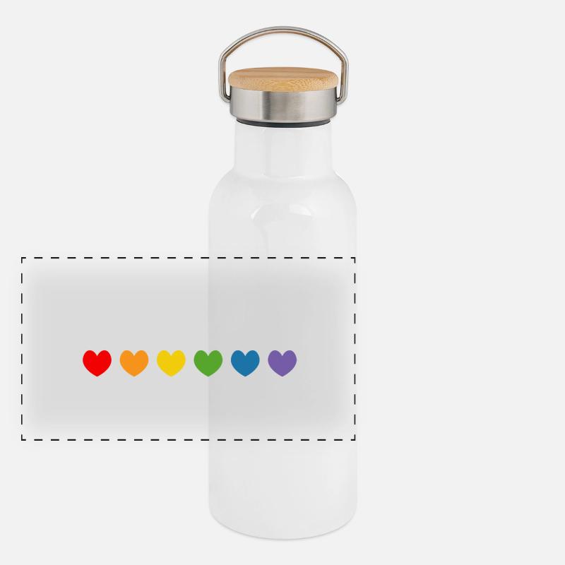 Les cœurs arc-en-ciel vous choisissent blanc Gourde isotherme avec bouchon en bambou