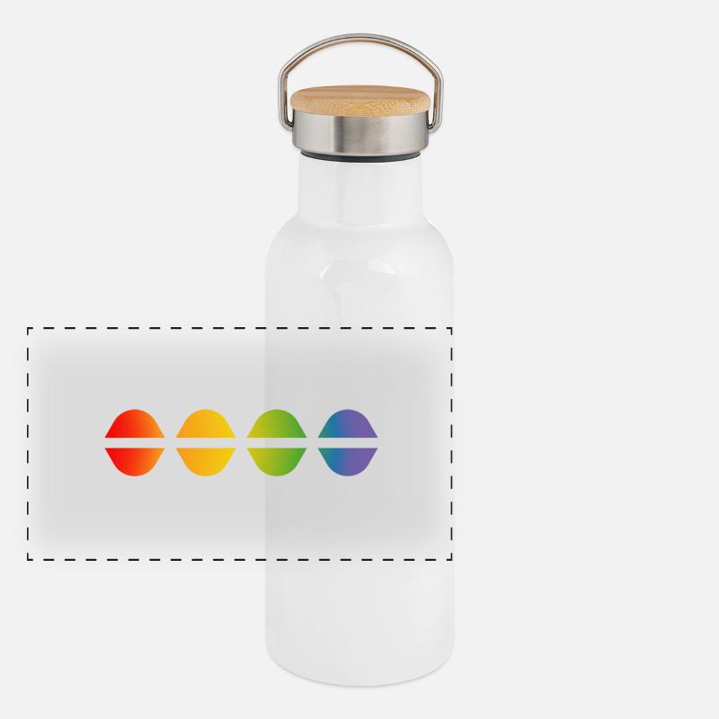 Regenbogen dsign - Panorama Thermosflasche mit Bambusdeckel - Weiß