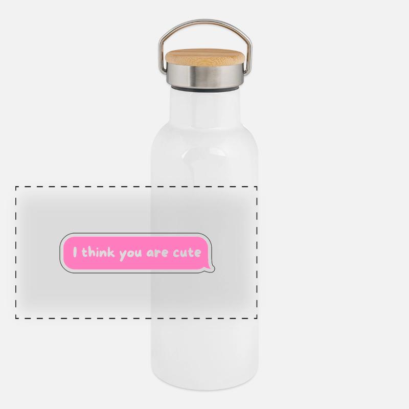 I Think You Are Cute - PinkText Bubble Design Panoramic Thermal Bottle with Bamboo Lid
