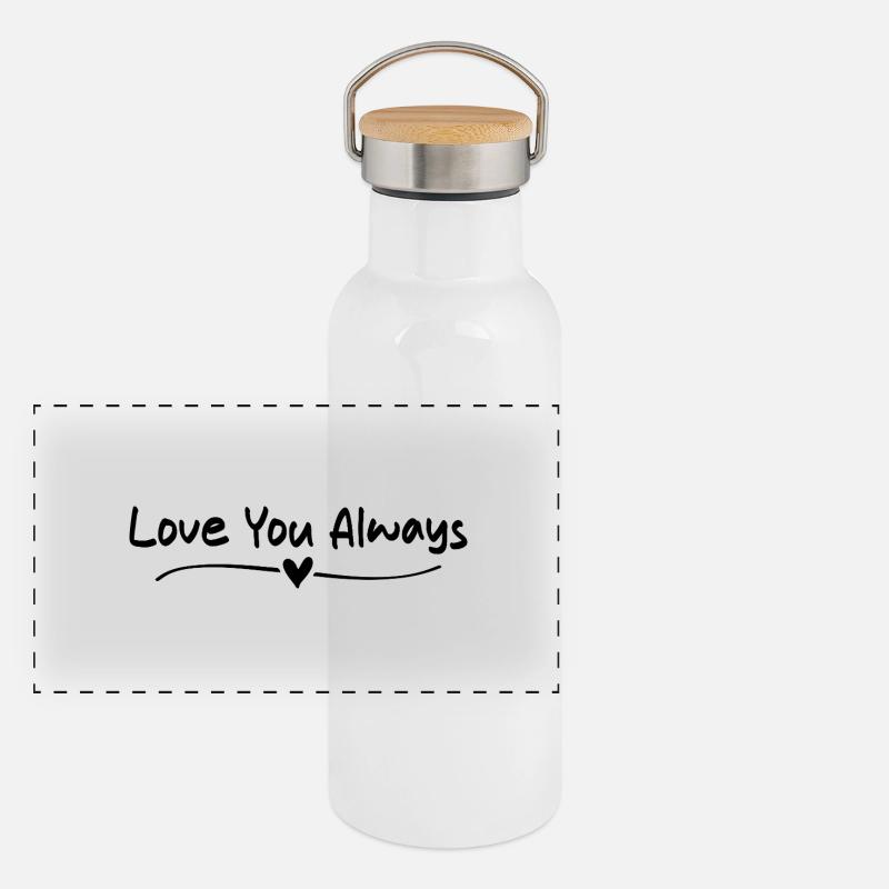 Liebe dich immer Panorama Thermosflasche mit Bambusdeckel