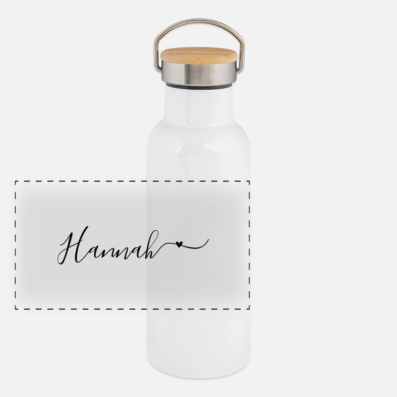 Hannah Surname First Name Decorative Panoramic Thermal Bottle with Bamboo Lid
