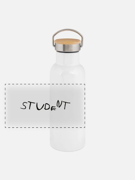Student - Panorama Thermosflasche mit Bambusdeckel - Weiß