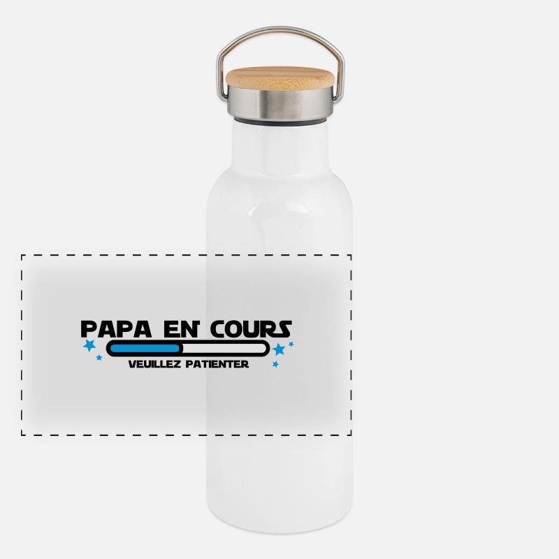 PAPA EN COURS Gourde isotherme avec bouchon en bambou