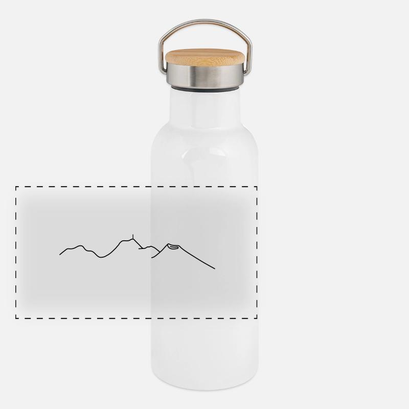Skyline chaine des puys Gourde isotherme avec bouchon en bambou