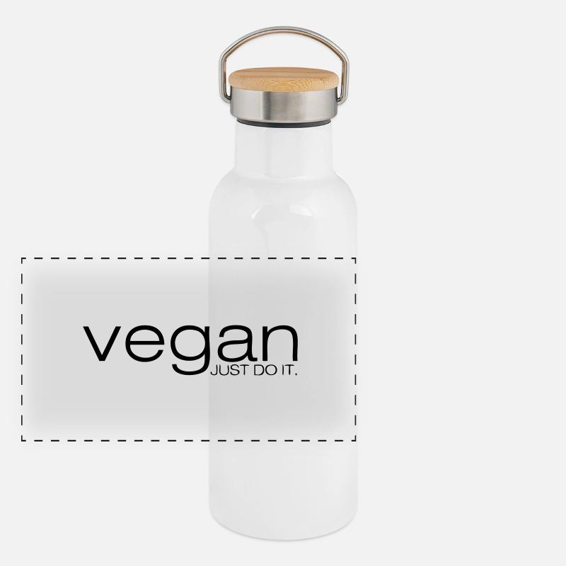 Vegan just do it Panorama Thermosflasche mit Bambusdeckel