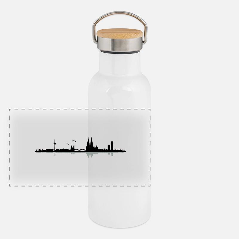 Köln Skyline Panorama Thermosflasche mit Bambusdeckel