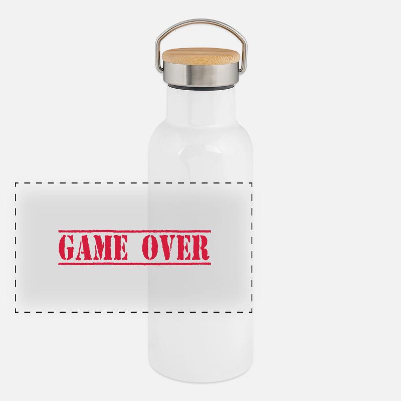 Game Over Panorama Thermosflasche mit Bambusdeckel