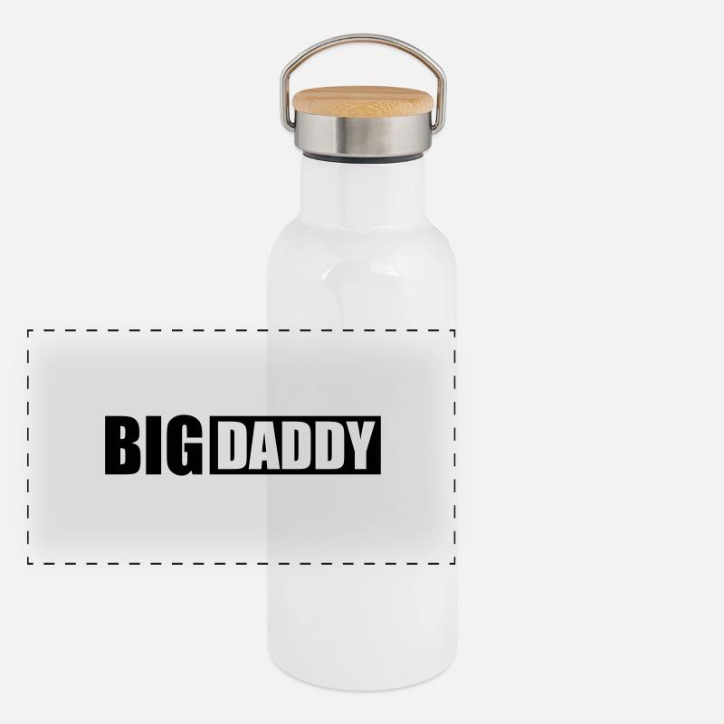 Logo Vatertag Big Daddy Vater Held Papa Panorama Thermosflasche mit Bambusdeckel