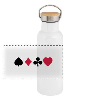 playing cards cartes à jouer - Gourde isotherme avec bouchon en bambou - blanc - Devant
