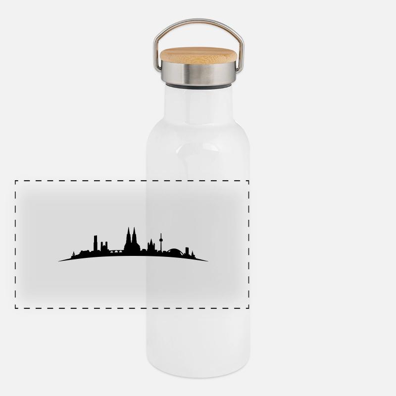 Skyline Köln Bogen Panorama Thermosflasche mit Bambusdeckel