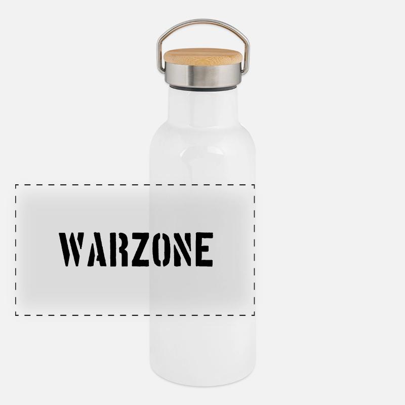 Gaming - Gamer Motif - Warzone - Panoramic Thermal Bottle with Bamboo Lid - white