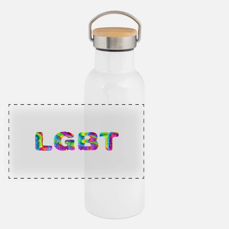 LGBT Panorama Thermosflasche mit Bambusdeckel