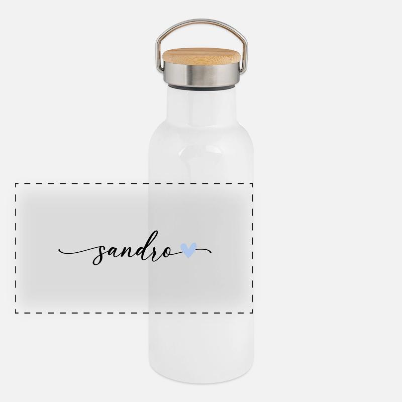 Sandro Nom Calligraphie Police Gourde isotherme avec bouchon en bambou