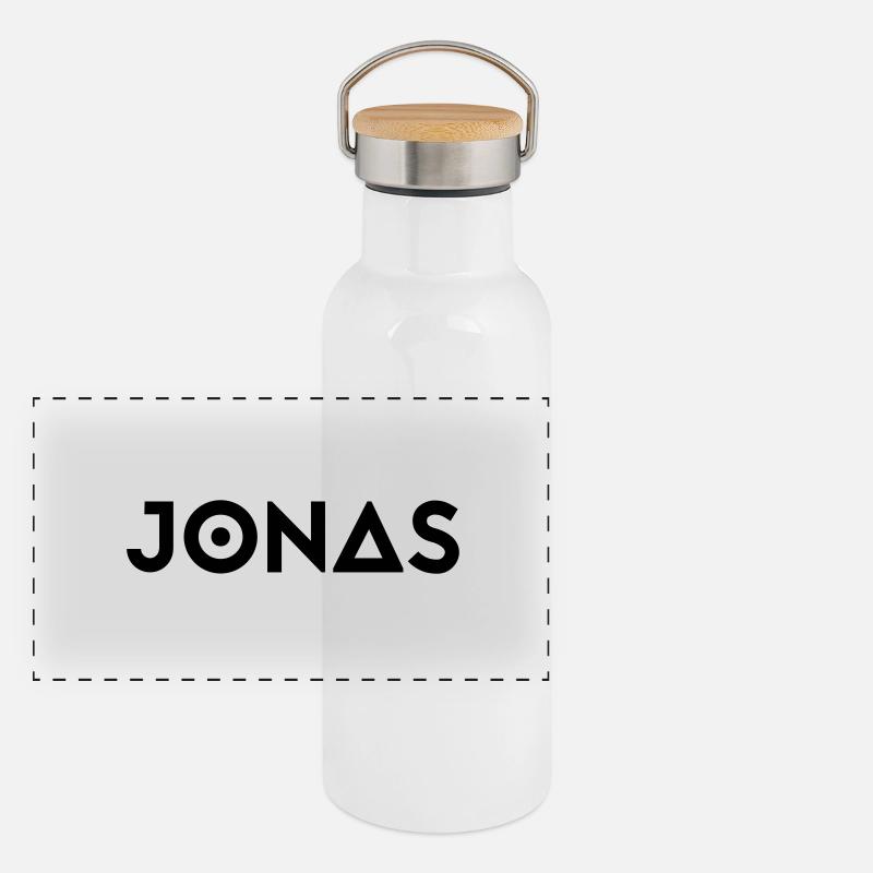 Vorname Jonas Panorama Thermosflasche mit Bambusdeckel