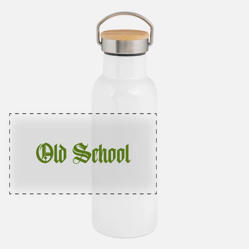 old school Panorama Thermosflasche mit Bambusdeckel