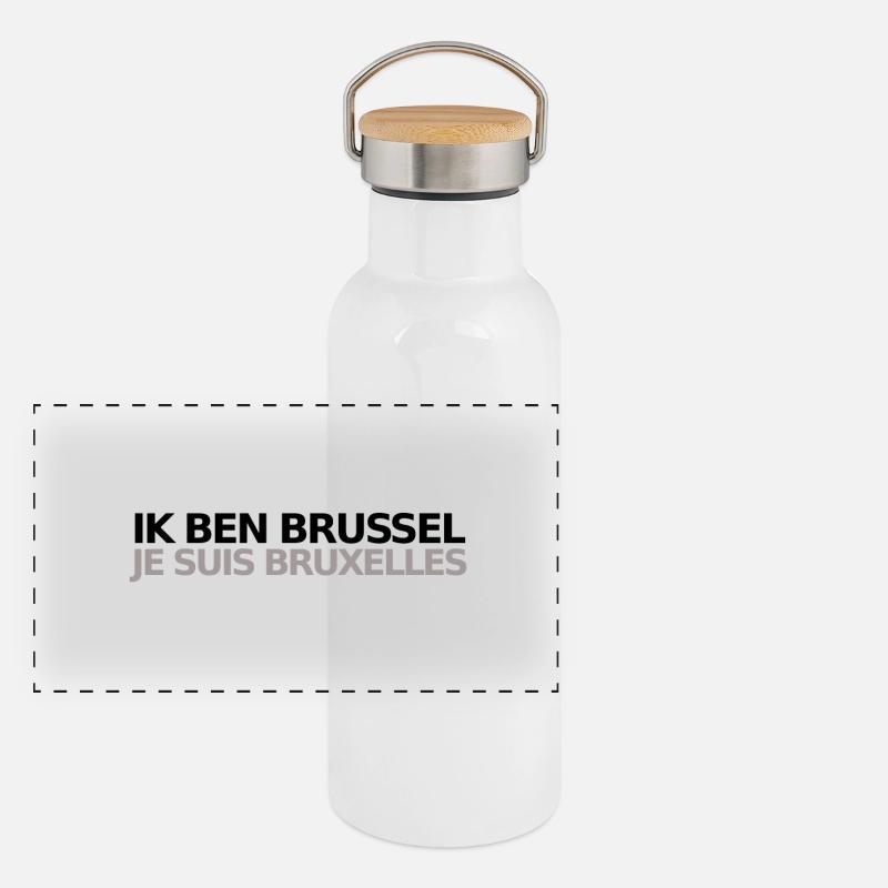 Je Suis Bruxelles Panorama Thermosflasche mit Bambusdeckel
