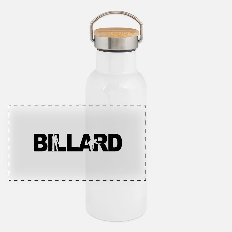 Billard Panorama Thermosflasche mit Bambusdeckel