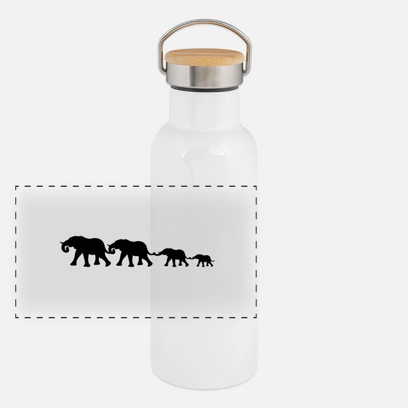 medium_elephant_family Panorama Thermosflasche mit Bambusdeckel